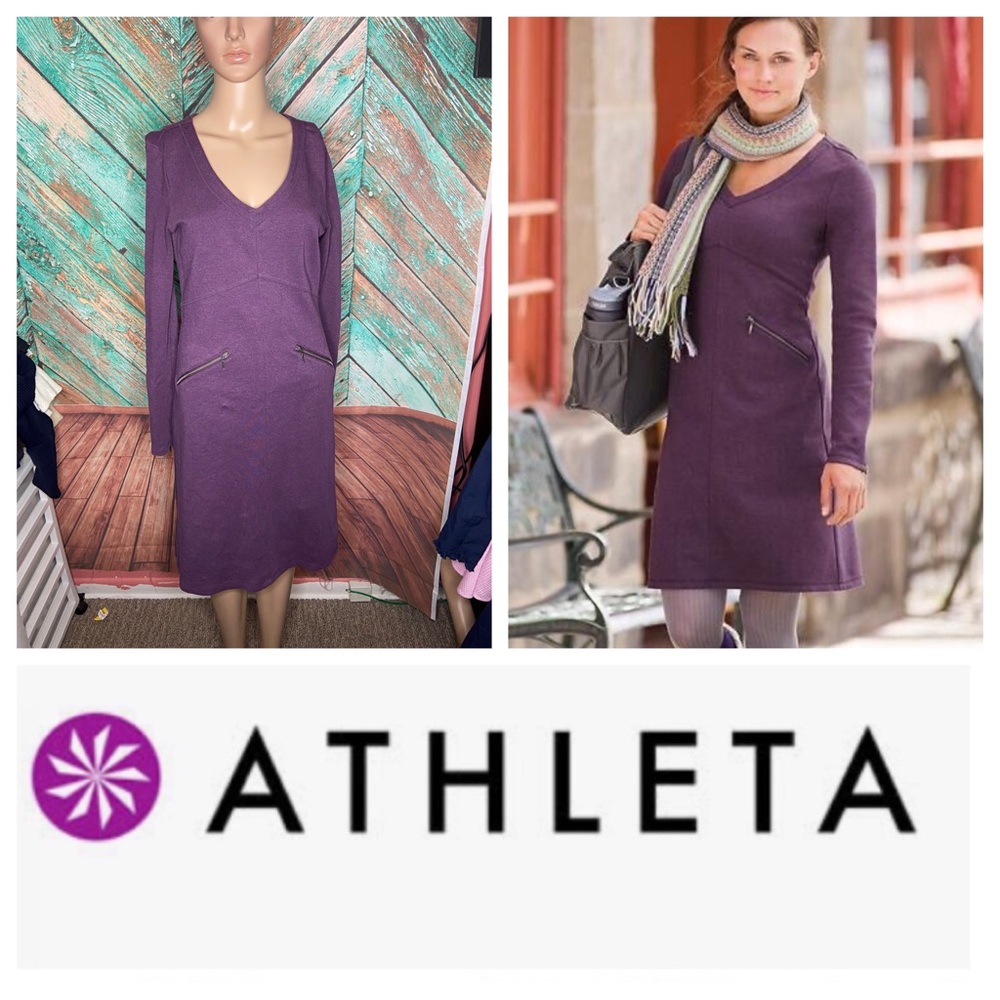 Athleta Celebration Ponte Dress In Heathered Purple